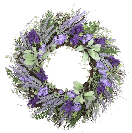 Haute Decor 24&#x22; Mixed Lavender &#x26; Larkspur Wreath
